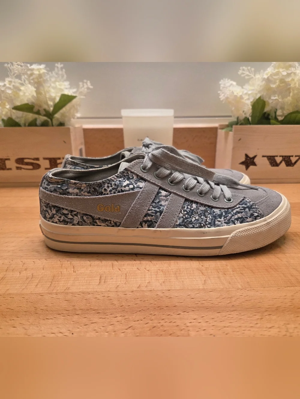 Gola x Liberty Art Fabrics Quota II Sneakers Blue Floral Canvas/Suede Size 8